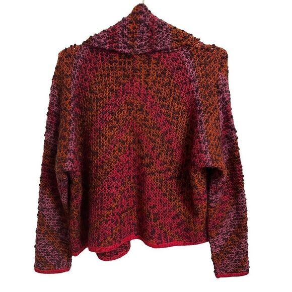 Rachel Roy Purple Orange Wool Blend Knit Open Front Cardigan Sweater Size MED - Picture 9 of 11